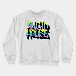 ACID HOUSE  - Graffiti Smiley (lime/blue/pink) Crewneck Sweatshirt